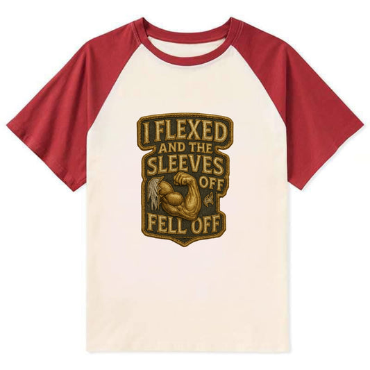 I Flexed and The Sleeves Fell Off  - Contrast Raglan T-shirt - Red