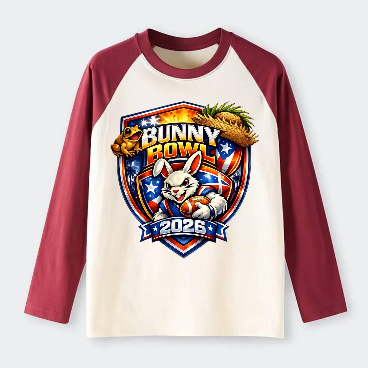 Bunny Bowl 2026 - Raglan Long Sleeve T-Shirt - Red