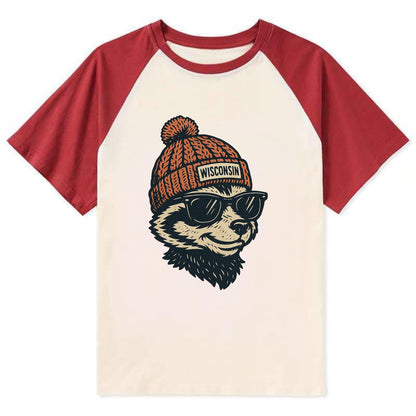 Madison Badge - Contrast Raglan T-shirt - Red