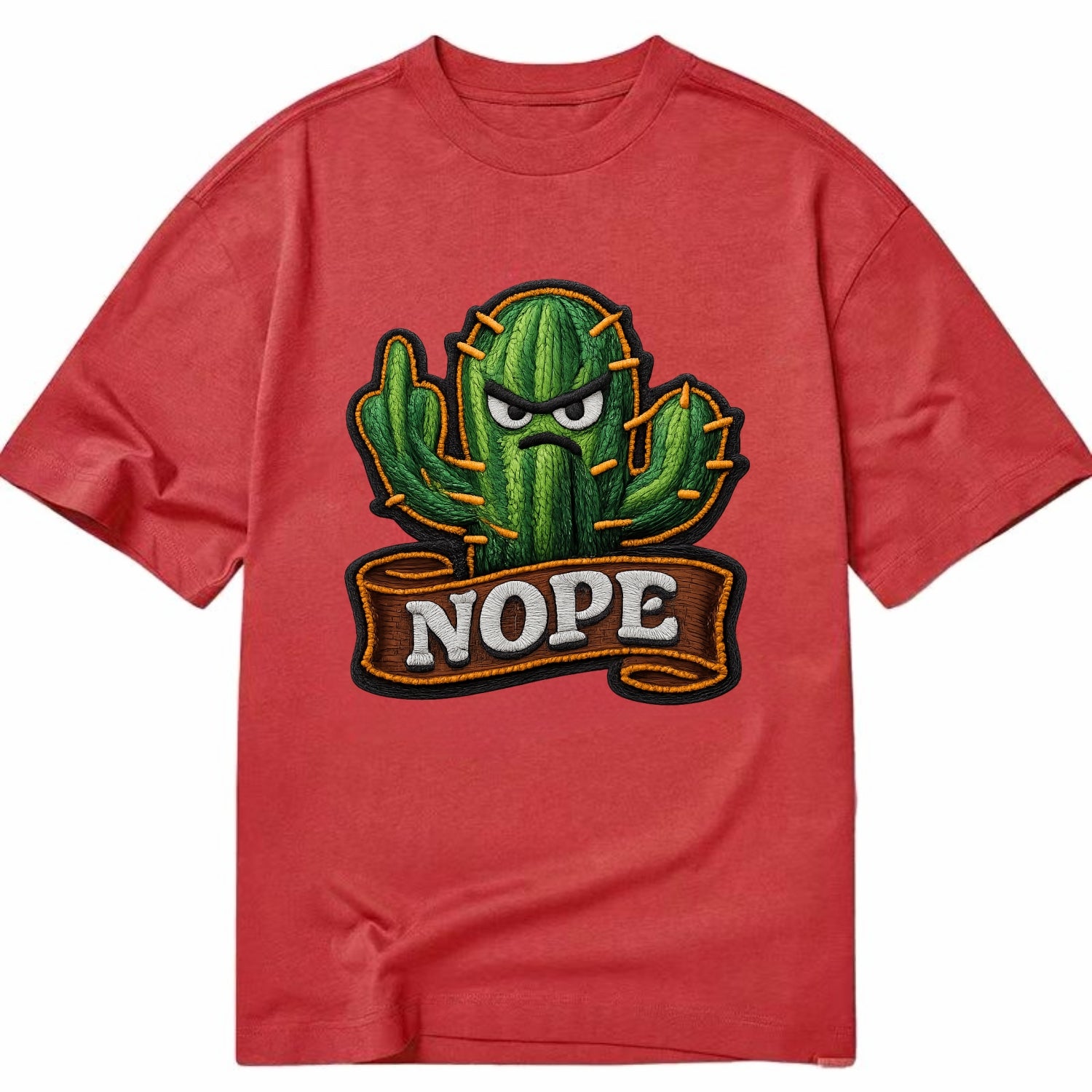 NOPE CACTUS - cactus with attitude in green , prickly personality - Classic T-shirt - Red