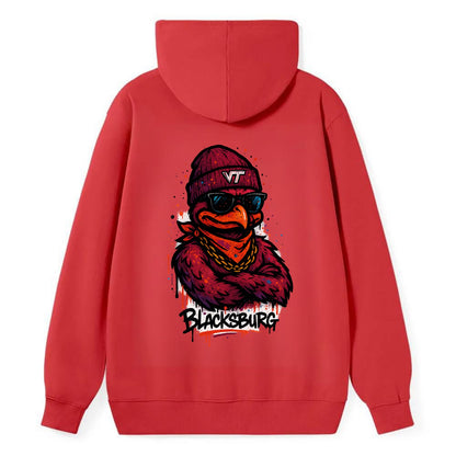 Blacksburg HokieBird wearing Virginia Tech beanie with VT patch - Classic Pullover Hoodie - Red