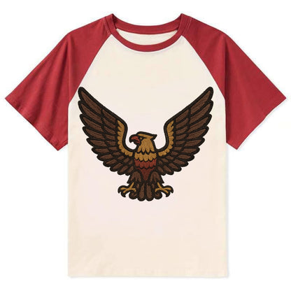 Eagle Wings  - Contrast Raglan T-shirt - Red