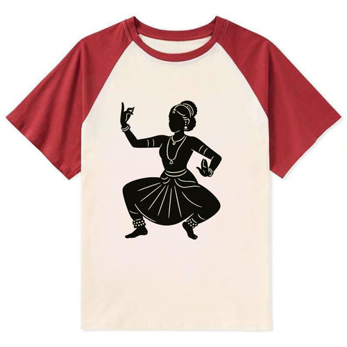 Bharatanatyam classical Indian pose - Contrast Raglan T-shirt