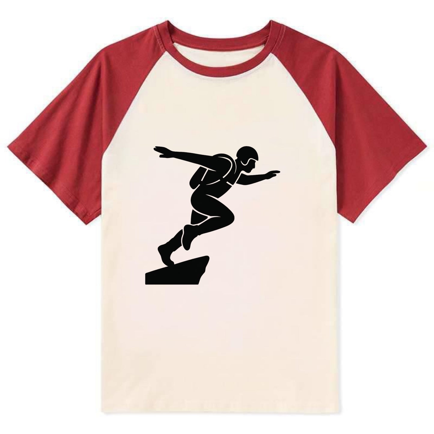 Base jumper launching off - Contrast Raglan T-shirt - Red