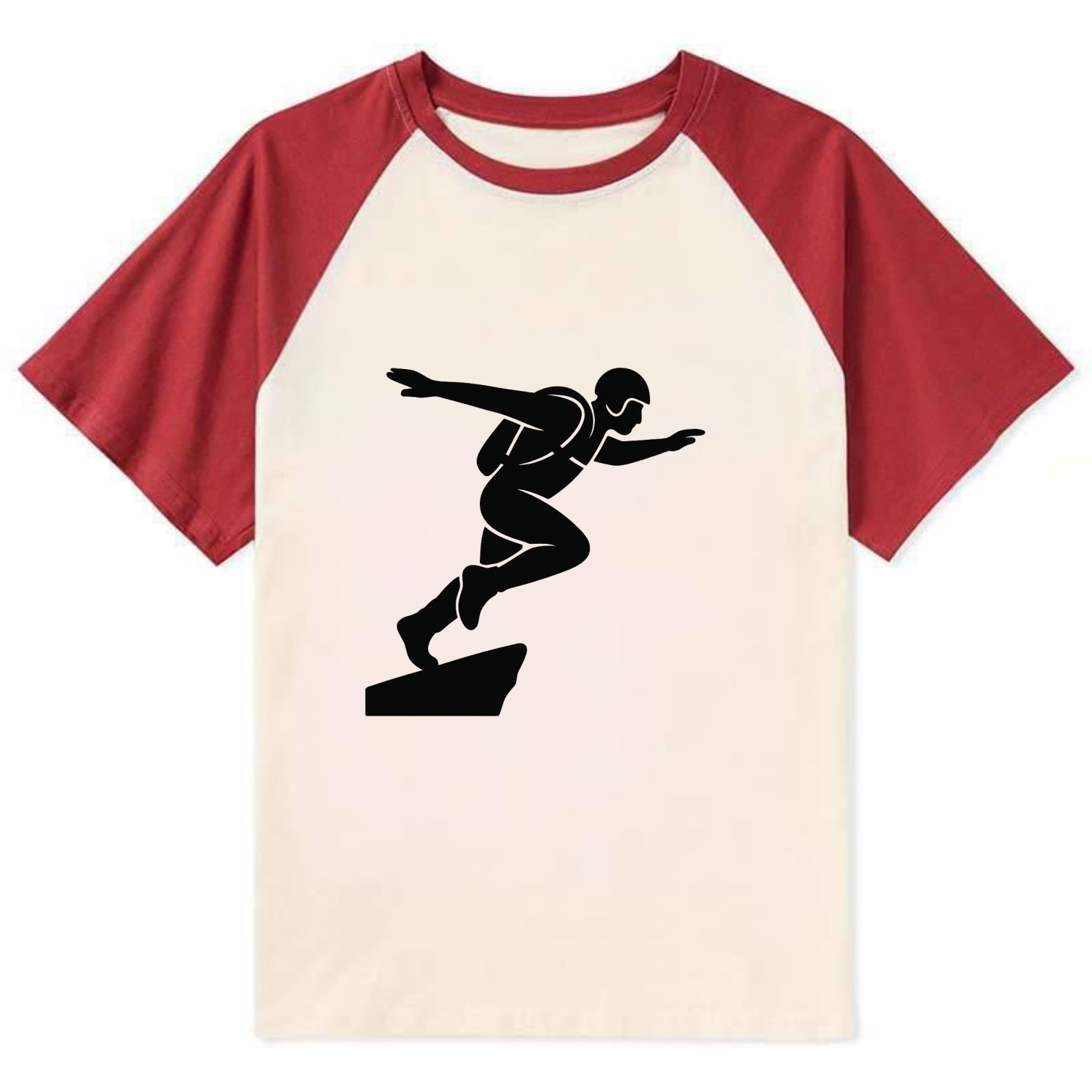 Base jumper launching off - Contrast Raglan T-shirt - Red