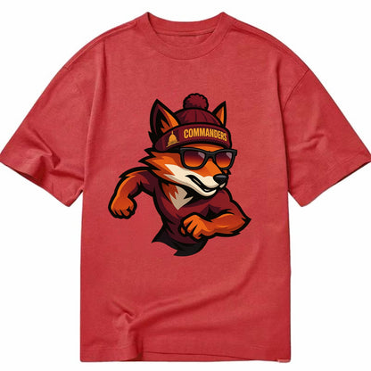 Washington Fox wearing Commanders beanie with Capitol patch and wayfarer - Classic T-shirt - Red