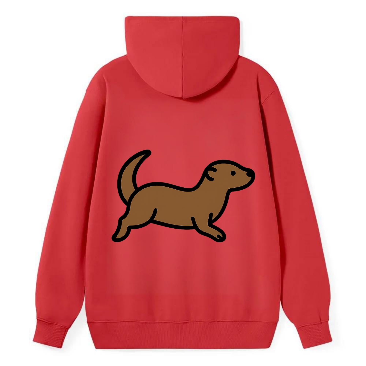 Otter - Brown sleek swimming pose flat side profile - Classic Pullover Hoodie - Red