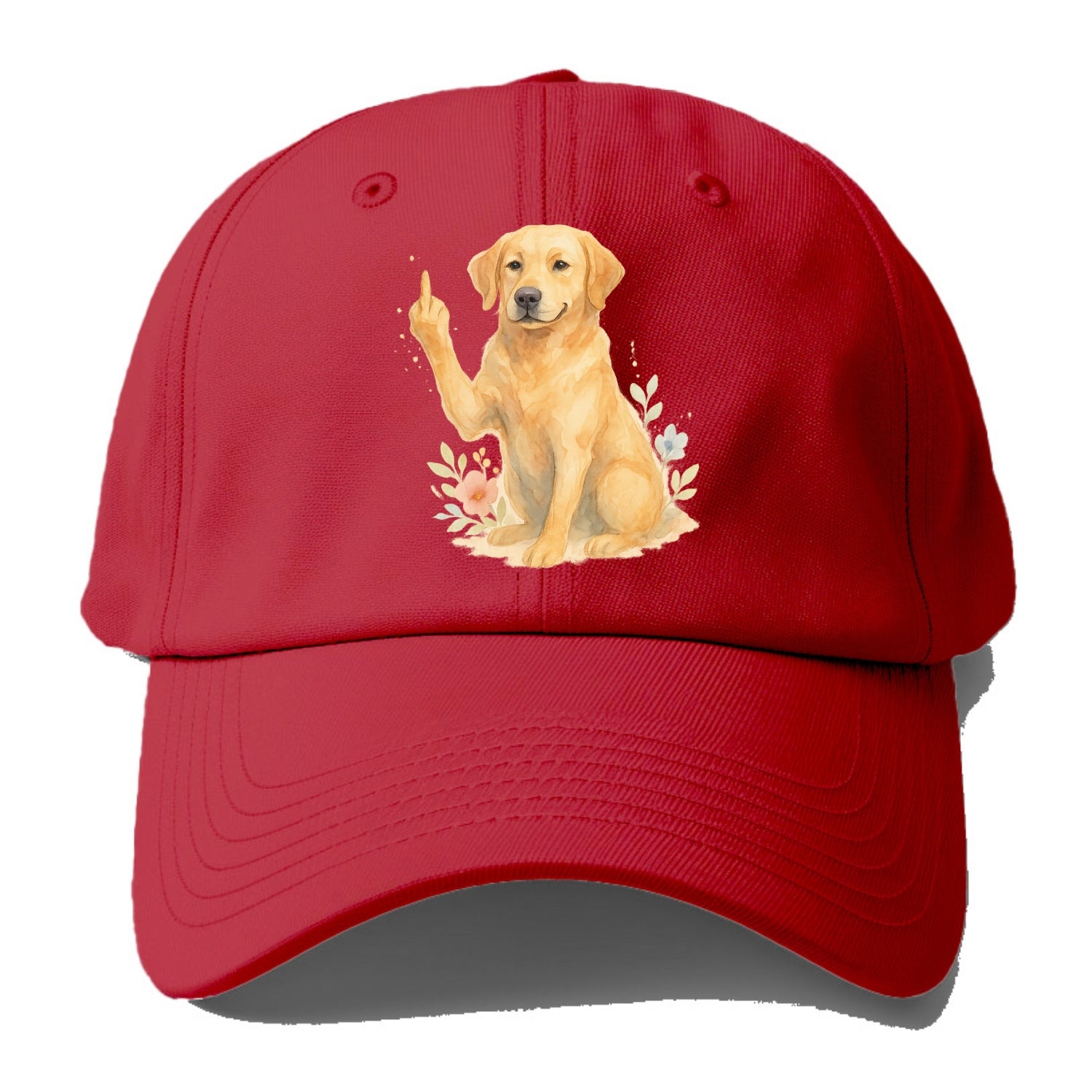 Labrador Retriever yellow sitting pretty, friendly face, strong paw up with sass - Baseball Cap - Red