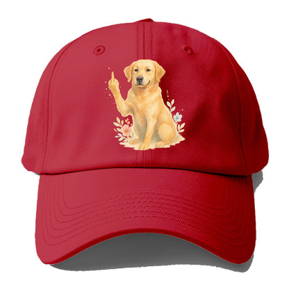 Labrador Retriever yellow sitting pretty, friendly face, strong paw up with sass - Baseball Cap - Red
