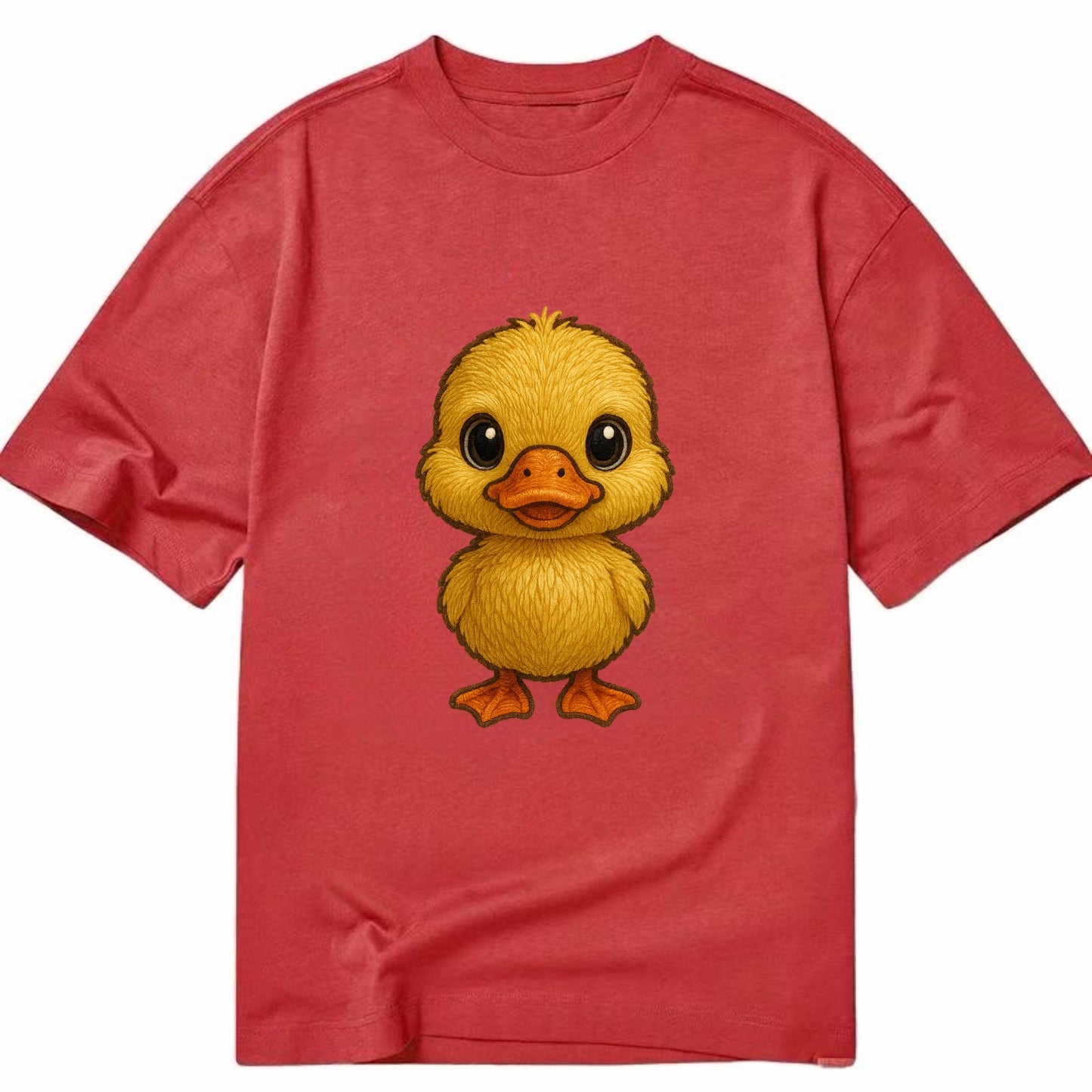 Baby Duck Duckling - yellow fluffy, orange beak, bright eyes, front-facing, quack - Classic T-shirt - Red