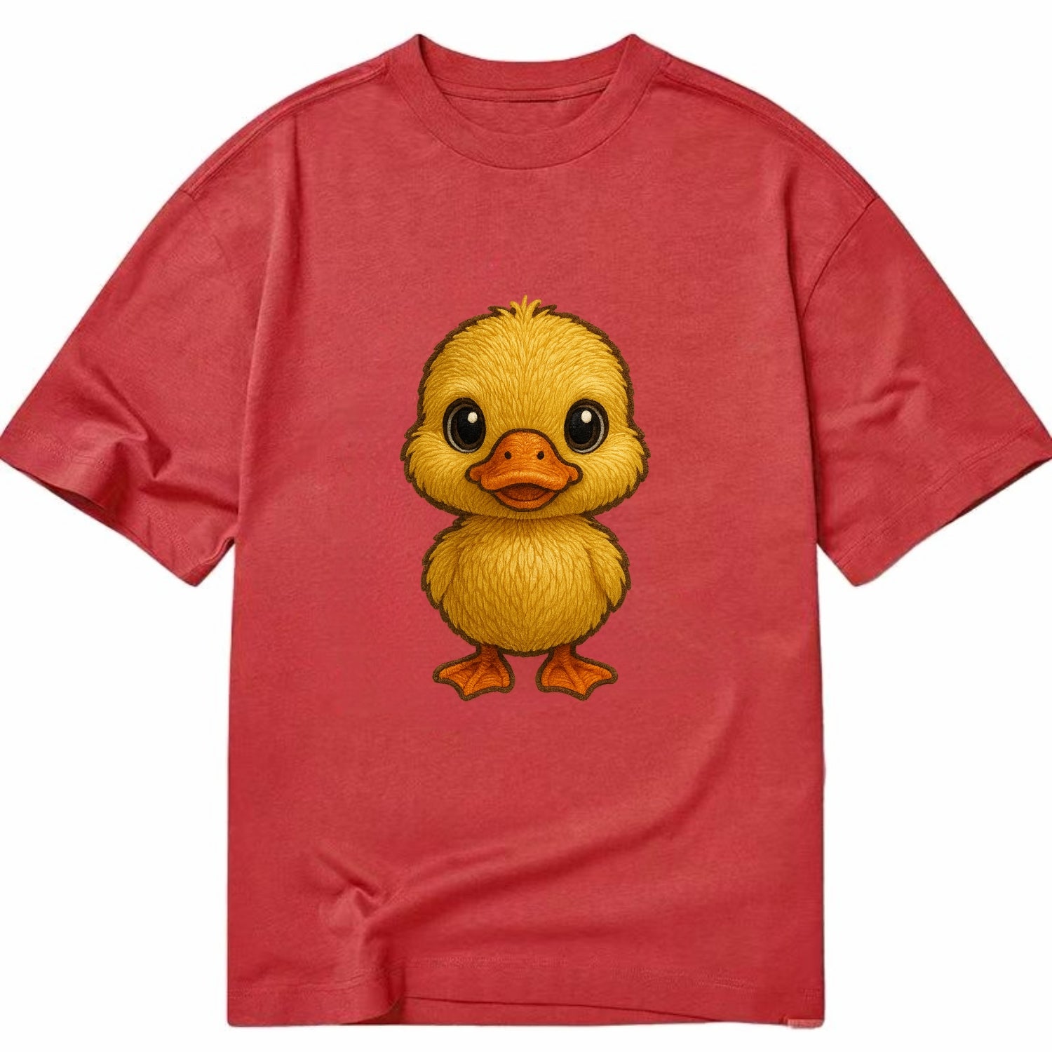 Baby Duck Duckling - yellow fluffy, orange beak, bright eyes, front-facing, quack - Classic T-shirt - Red