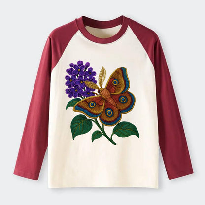 Polyphemus Moth - Raglan Long Sleeve T-Shirt - Red