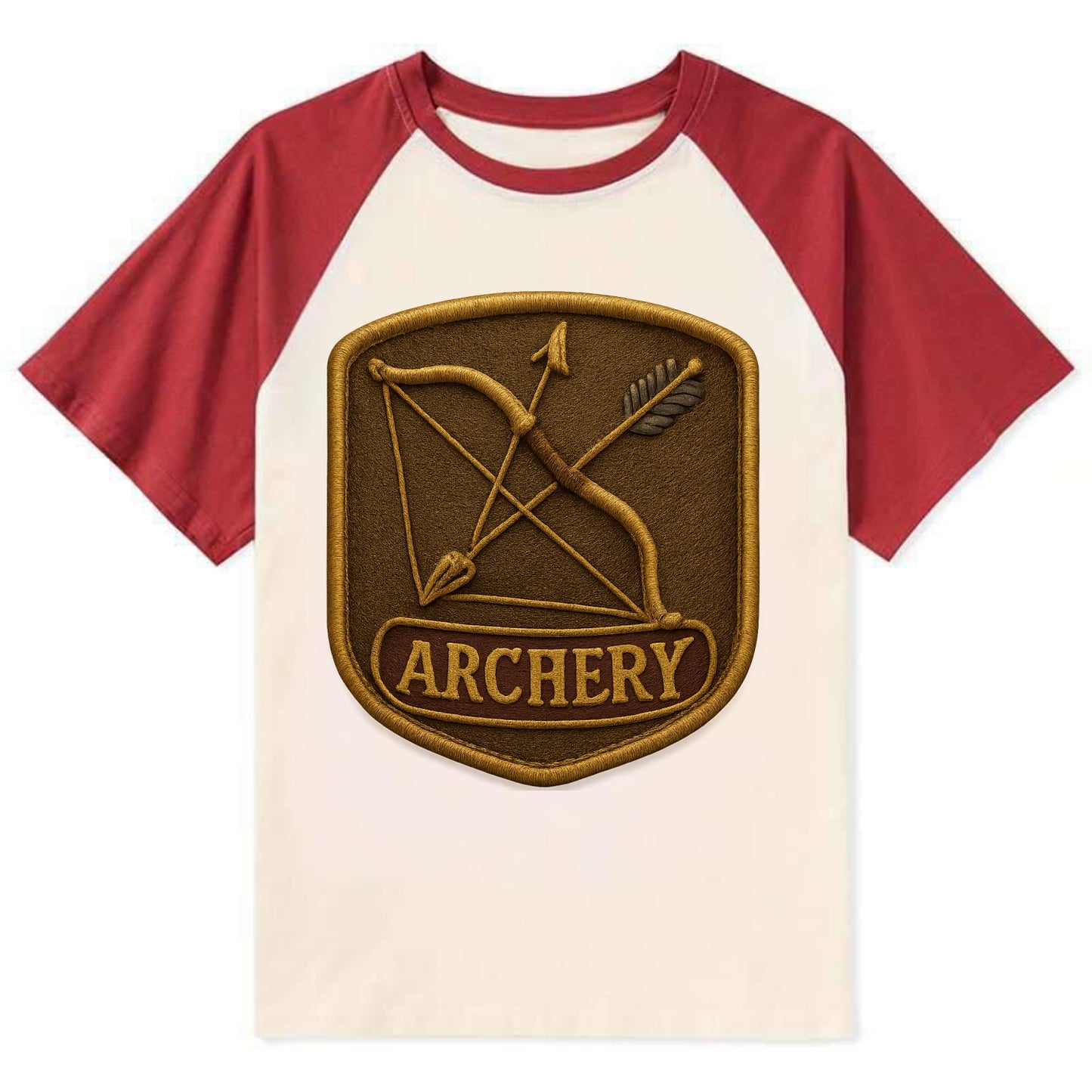 Bow and arrow crossed - archery enthusiast - Contrast Raglan T-shirt - Red