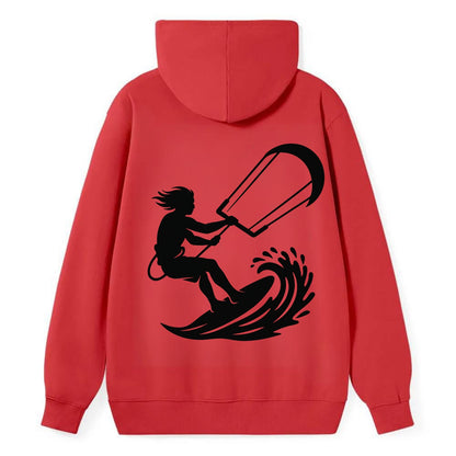 Kite surfer riding wave - Classic Pullover Hoodie - Red
