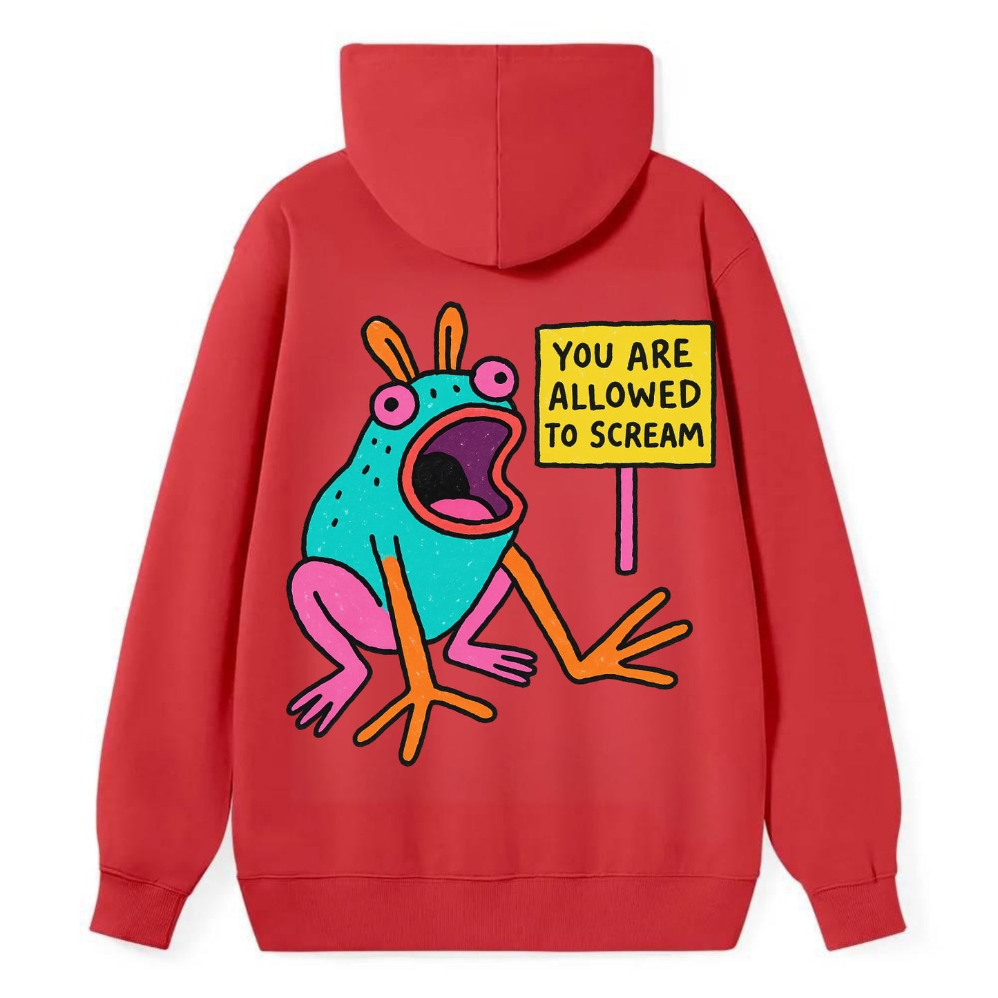 YOU ARE ALLOWED TO SCREAM | Open-mouthed frog - Classic Pullover Hoodie - Red