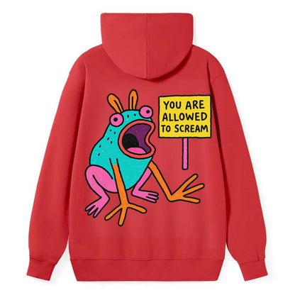YOU ARE ALLOWED TO SCREAM | Open-mouthed frog - Classic Pullover Hoodie - Red
