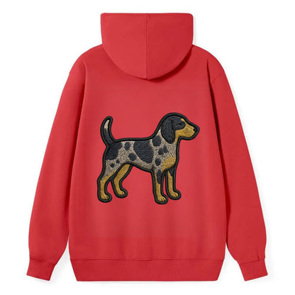 Bluetick Coonhound - Trendy spotted hound logo with prominent black border - Classic Pullover Hoodie - Red