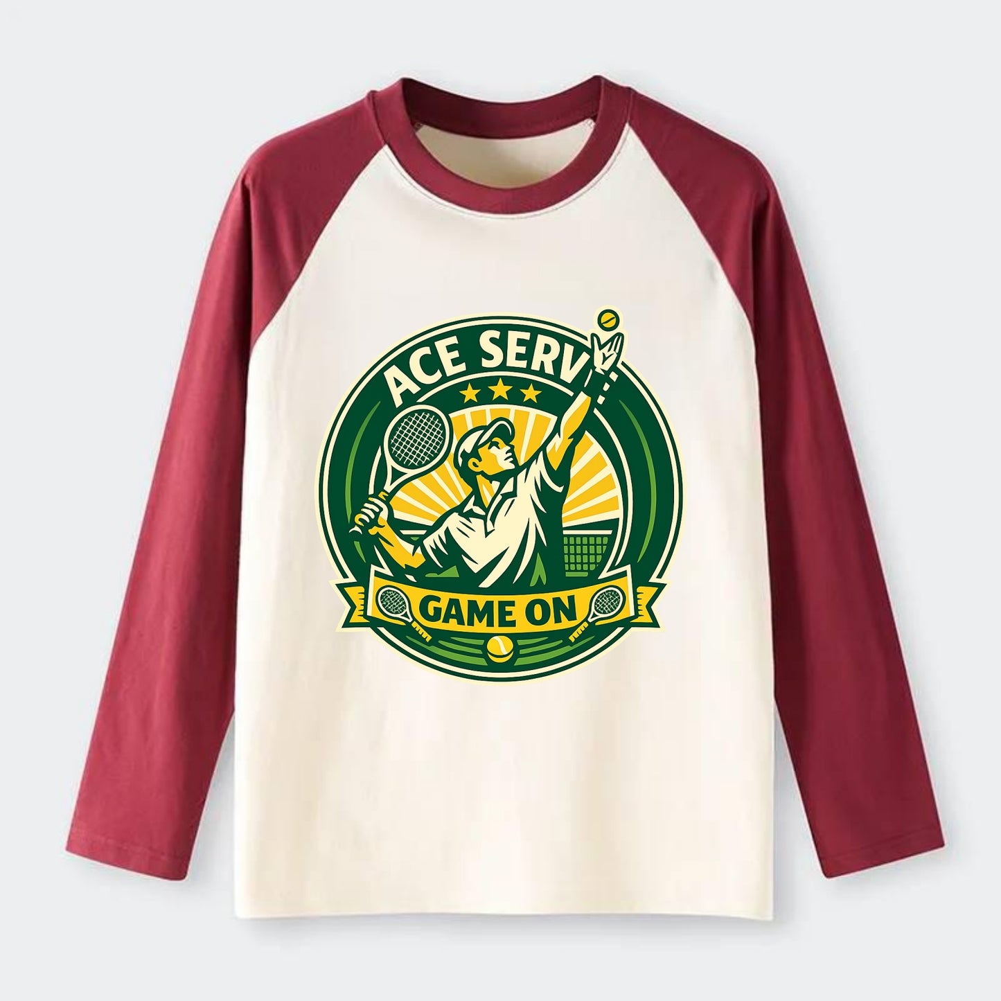 Serving Ace Emblem - Raglan Long Sleeve T-Shirt - Red