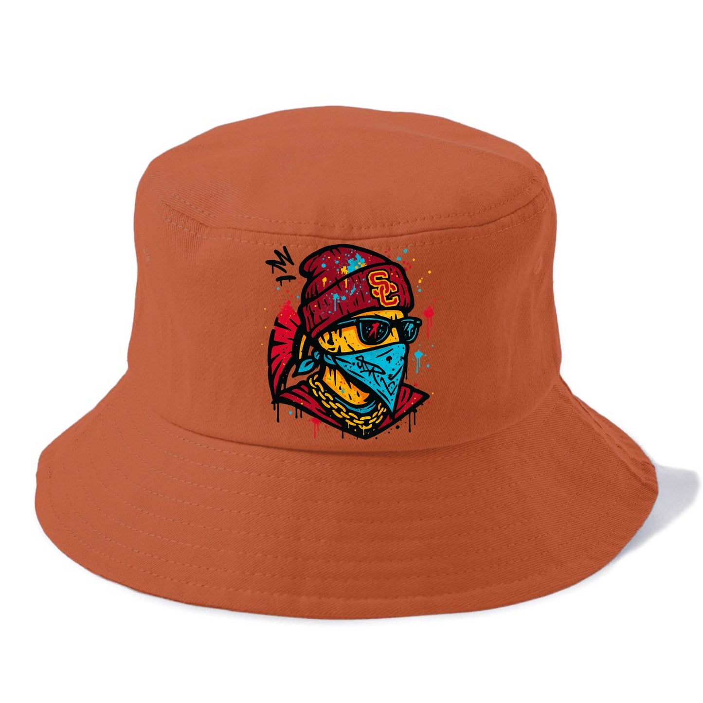 Los Angeles Trojan wearing USC beanie with SC patch - Bucket Hat - Red
