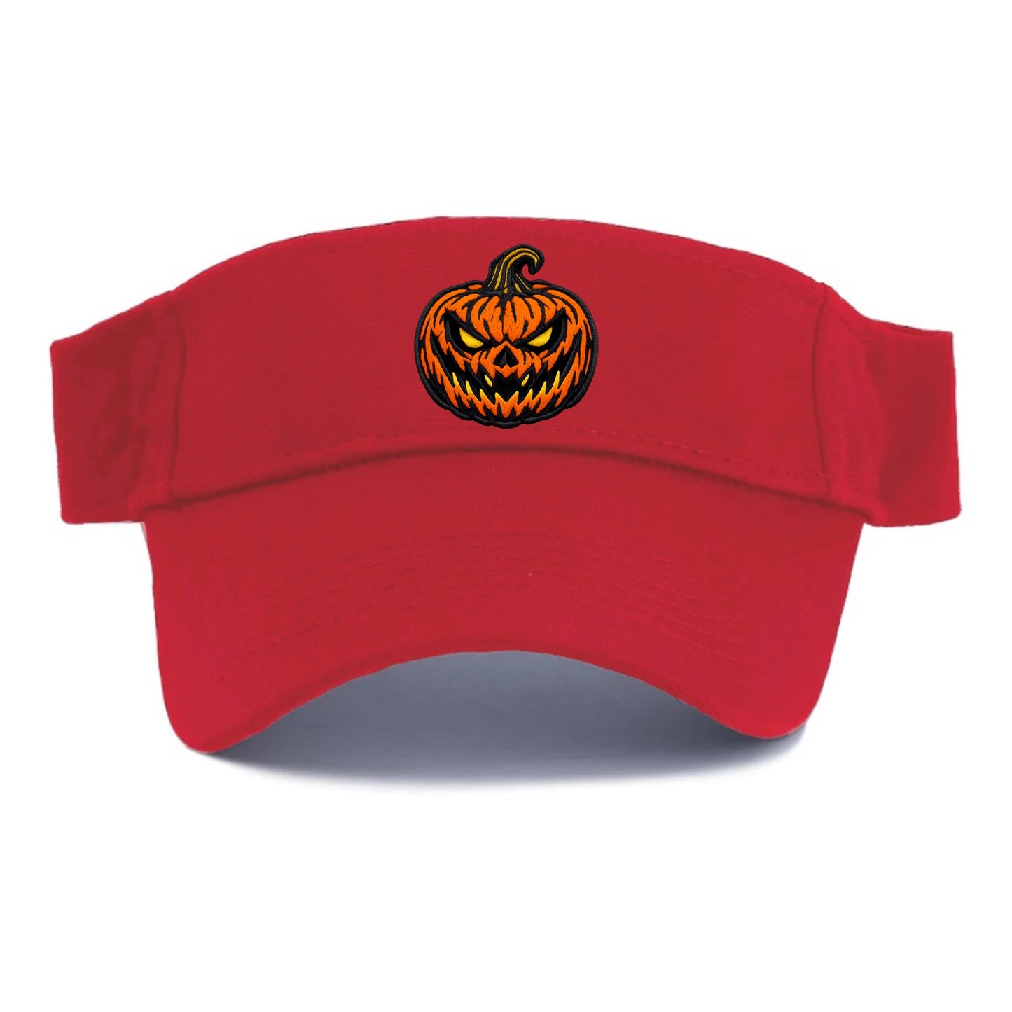 HALLOWEEN PUMPKIN - jack o lantern in orange and black , spooky - Visor - Red