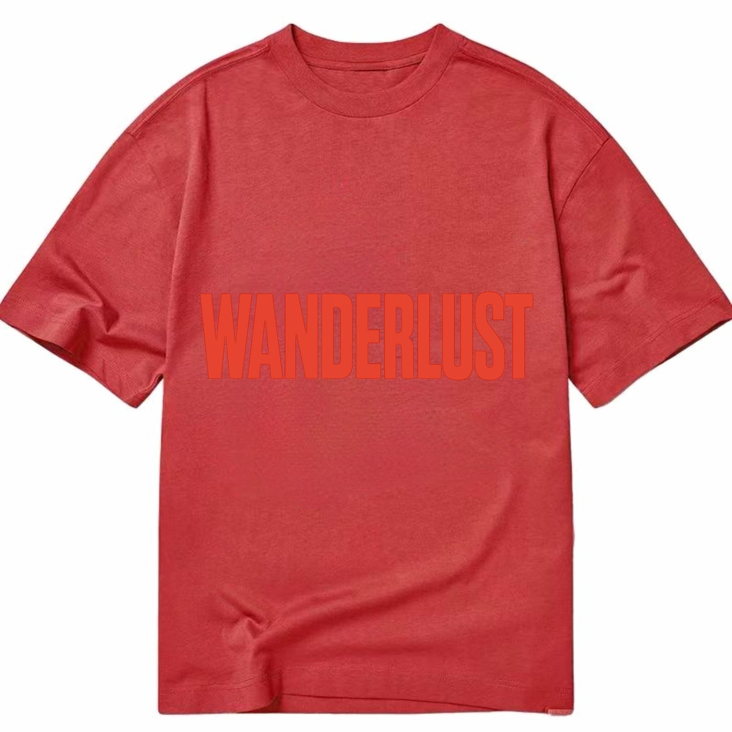 Bold typography design - "WANDERLUST" - desire to travel, explore the world - Classic T-shirt - Red