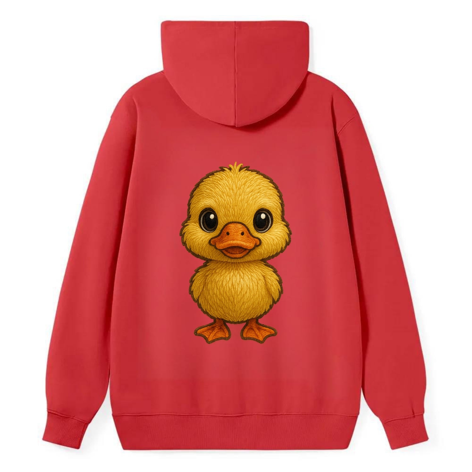 Baby Duck Duckling - yellow fluffy, orange beak, bright eyes, - Classic Pullover Hoodie - Red