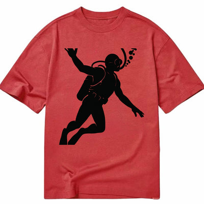 Scuba diver descending with gear - Classic T-shirt - Red