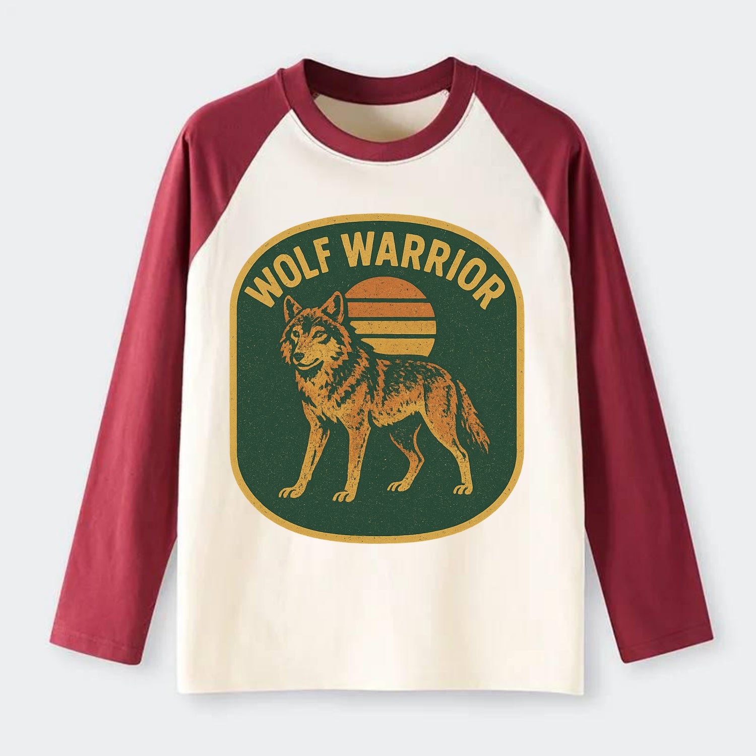 Wolf Warrior  - Raglan Long Sleeve T-Shirt - Red