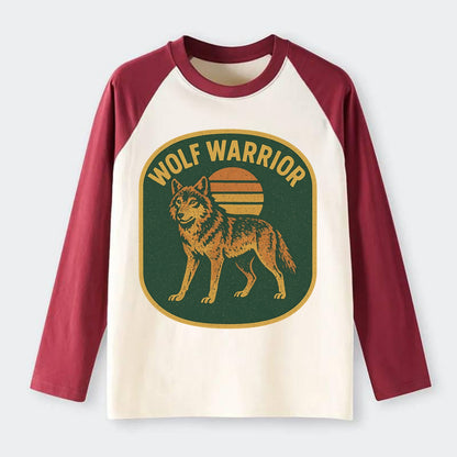 Wolf Warrior  - Raglan Long Sleeve T-Shirt - Red