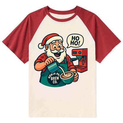 Santa Barista - Contrast Raglan T-shirt - Red