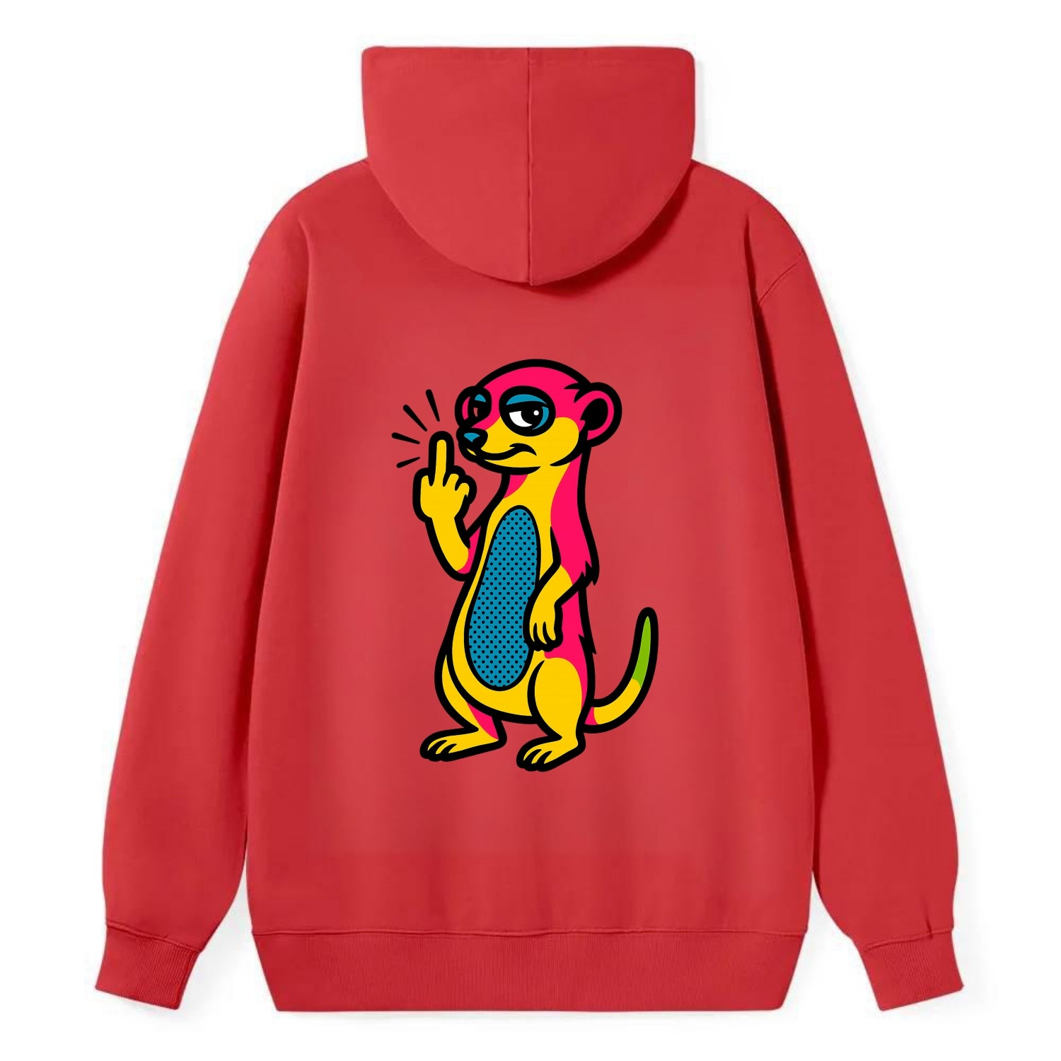 cute meerkat standing guard on hind legs, one front paw raised in sassy - Classic Pullover Hoodie - Red