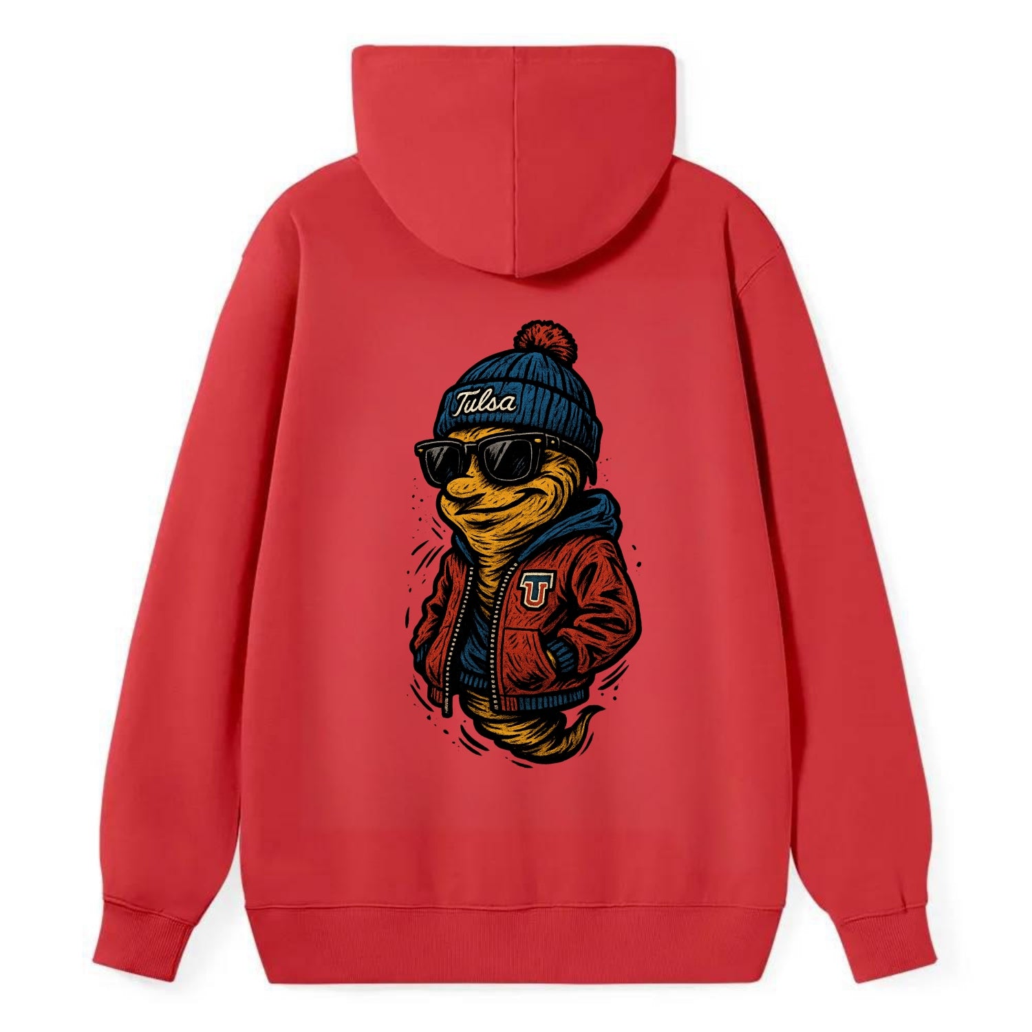 Tulsa Hurricane wearing Tulsa beanie with TU patch - Classic Pullover Hoodie - Red