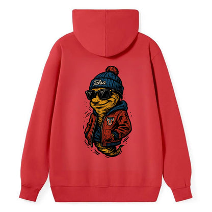 Tulsa Hurricane wearing Tulsa beanie with TU patch - Classic Pullover Hoodie - Red