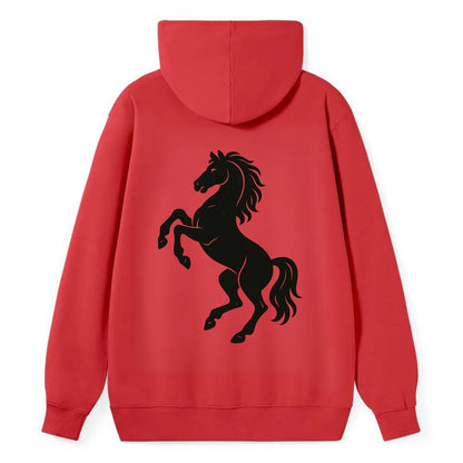 Stallion rearing on hind legs - Classic Pullover Hoodie - Red