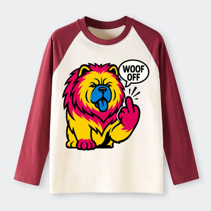 Chow Chow with lion mane and blue-black tongue, fluffy dignified paw - Raglan Long Sleeve T-Shirt - Red