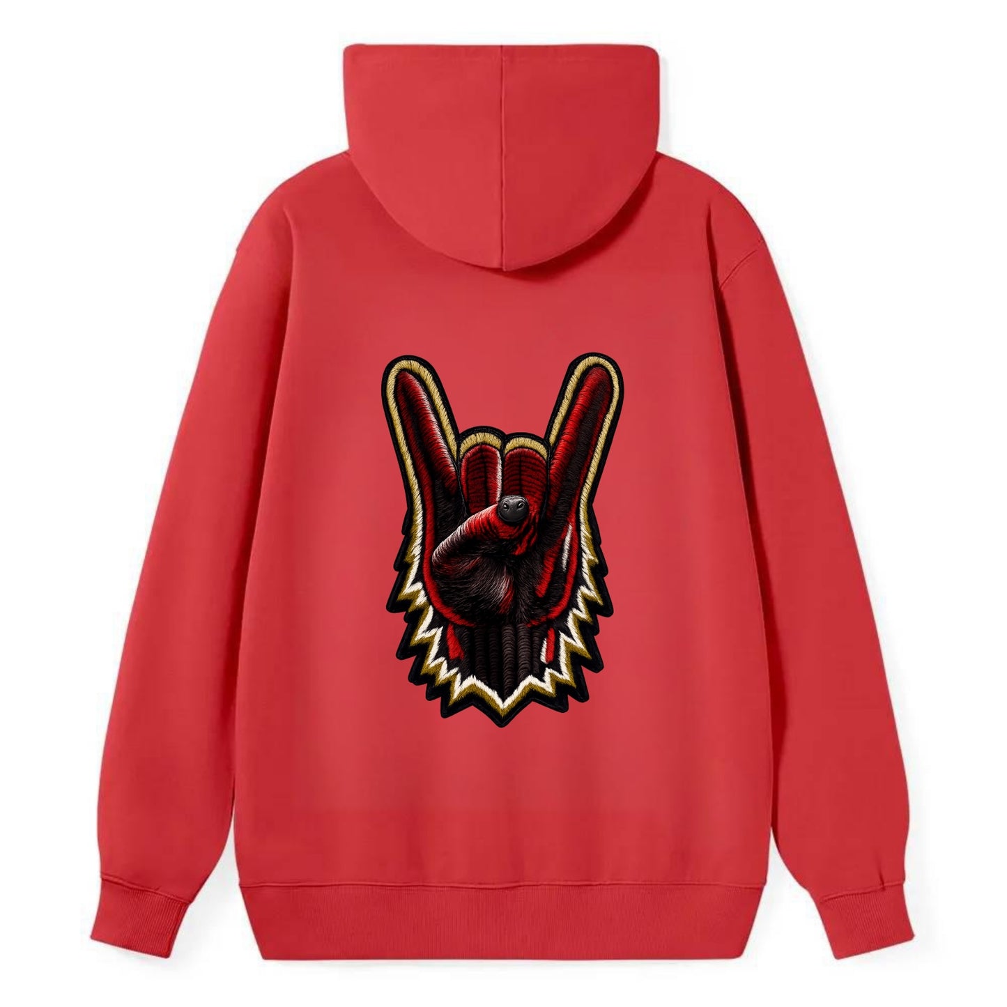 ROCK HAND HORNS - devil horns hand gesture in black and red , metal music - Classic Pullover Hoodie - Red