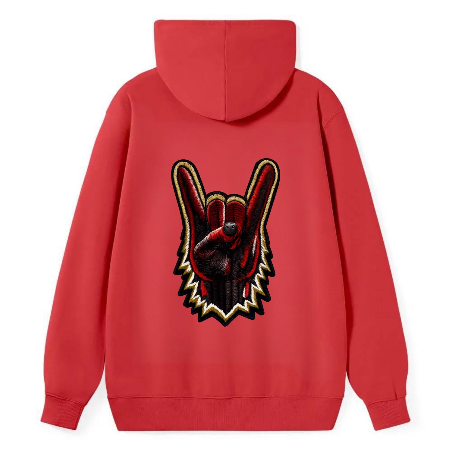 ROCK HAND HORNS - devil horns hand gesture in black and red , metal music - Classic Pullover Hoodie - Red
