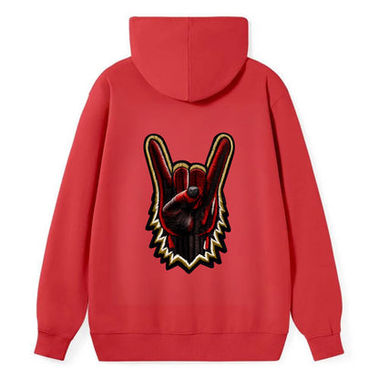 ROCK HAND HORNS - devil horns hand gesture in black and red , metal music - Classic Pullover Hoodie - Red