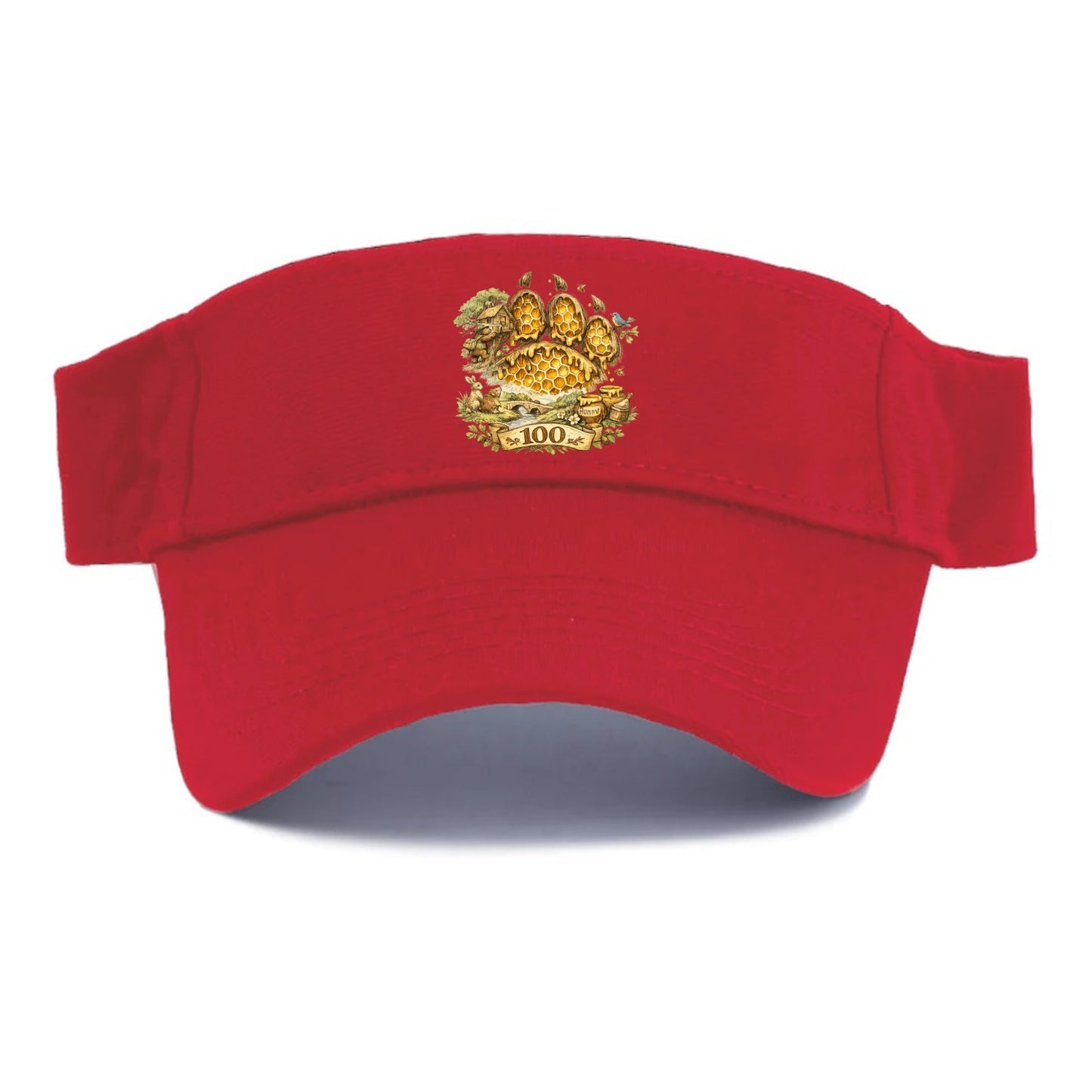 HONEY PAW | Bear paw print filled with honeycomb | Sticky evidence | Forest treasure hunter - Visor - Red