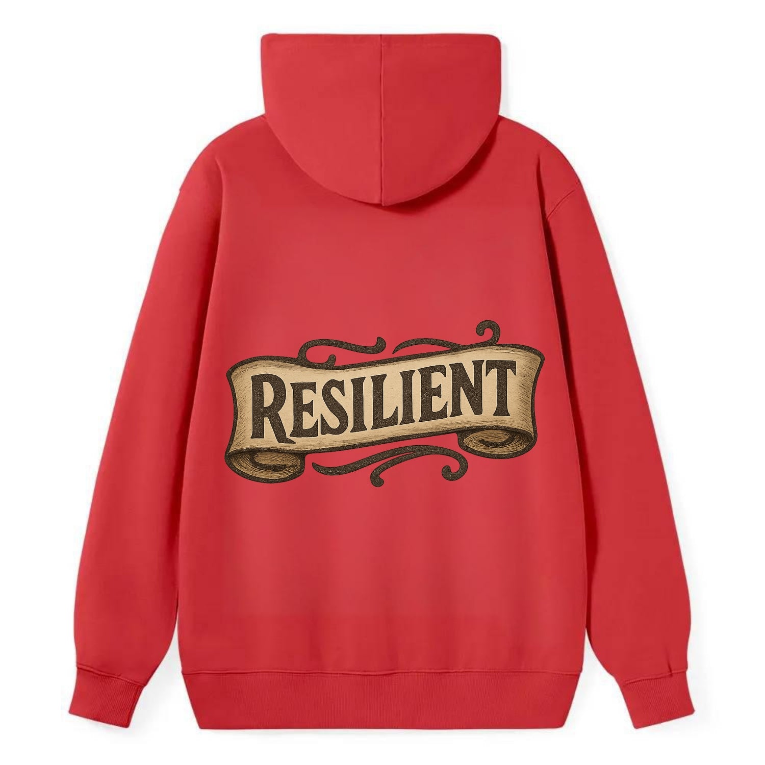 Bold typography design - "RESILIENT" - bouncing back, unbreakable spirit - Classic Pullover Hoodie - Red