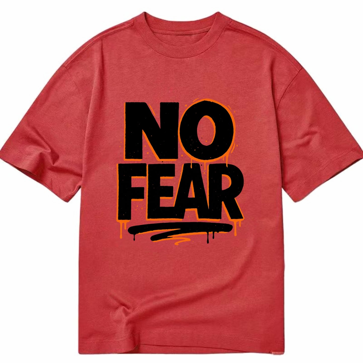 Bold typography design - "NO FEAR" - courage, bravery - Classic T-shirt - Red