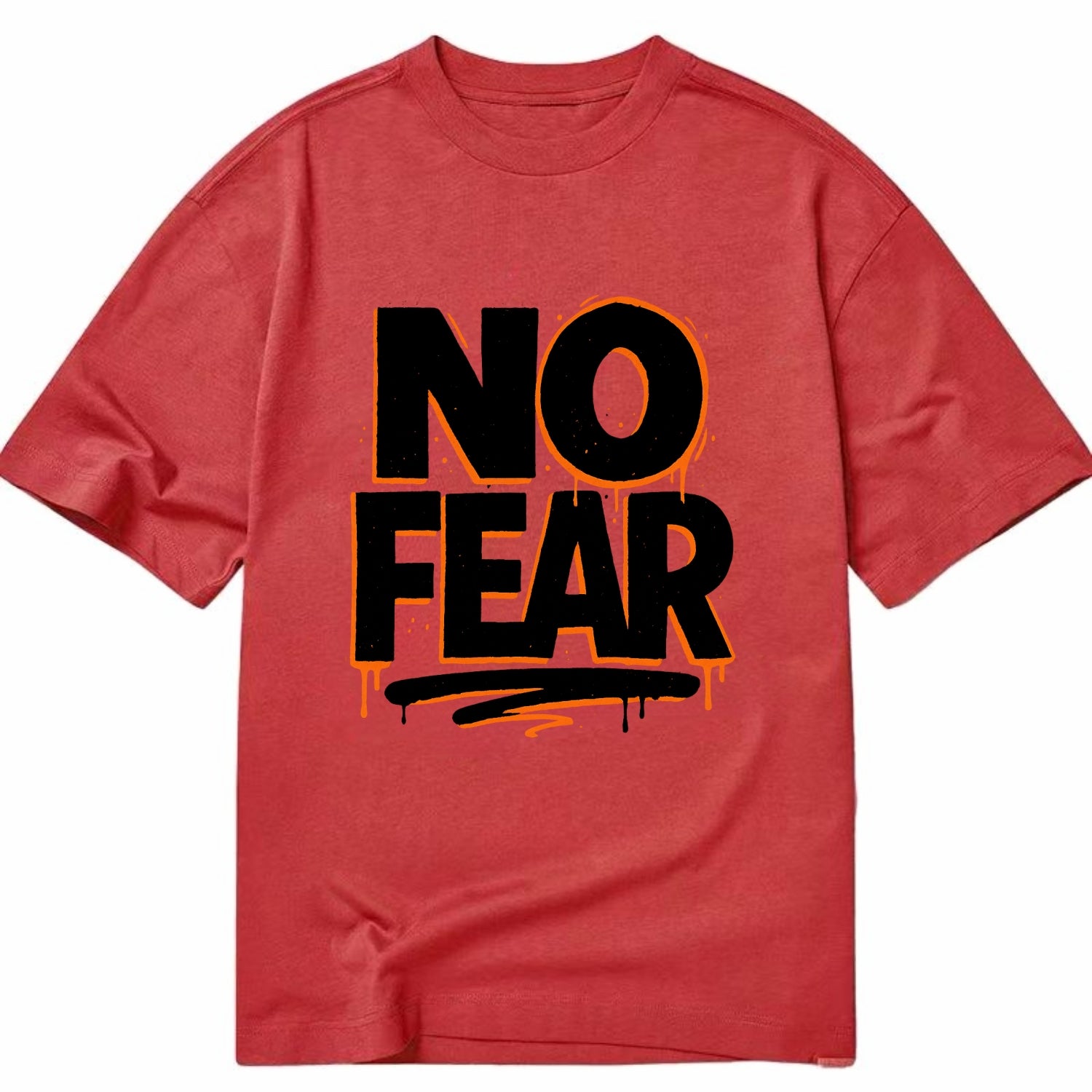 Bold typography design - "NO FEAR" - courage, bravery - Classic T-shirt - Red