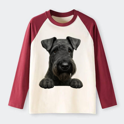 Kerry Blue Terrier  - Raglan Long Sleeve T-Shirt - Red