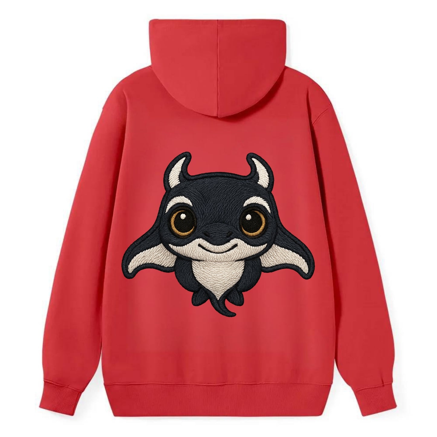 Baby Manta Ray - dark with white markings, cephalic fins, gentle eyes, - Classic Pullover Hoodie - Red