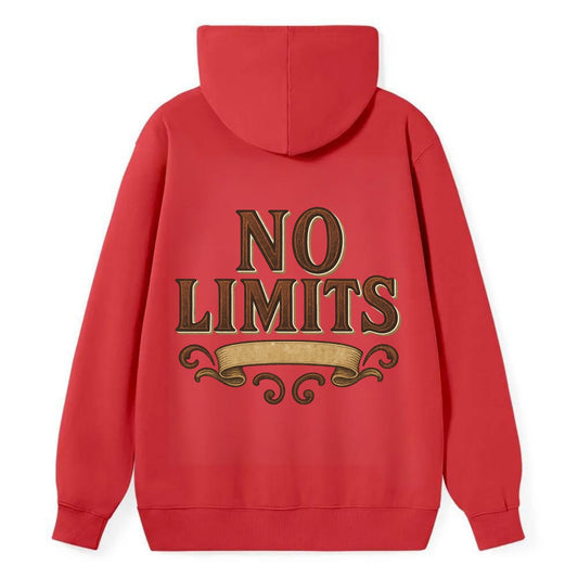 Bold typography design - "NO LIMITS" - boundless potential - Classic Pullover Hoodie - Red
