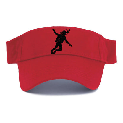Scuba diver descending with gear - Visor - Red