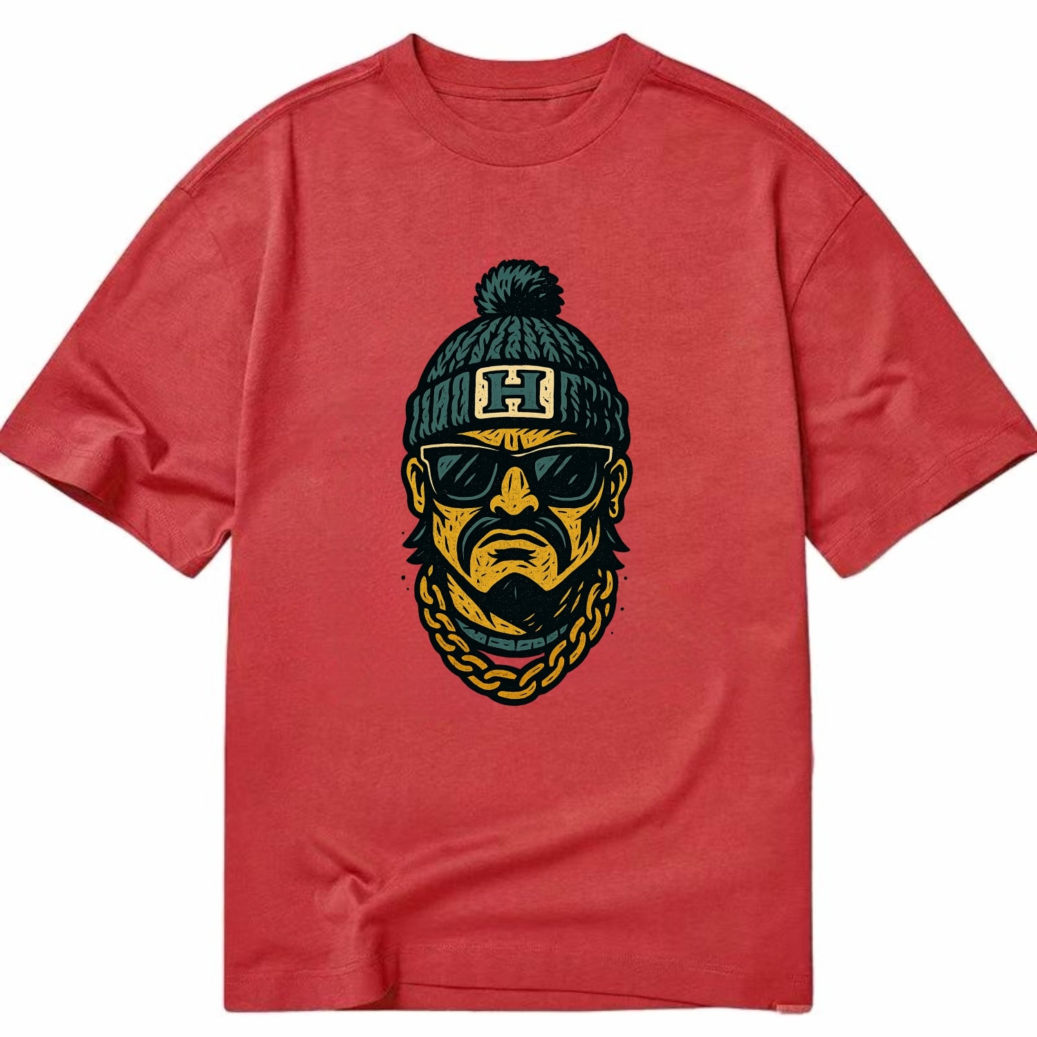 Honolulu Warrior wearing Hawaii beanie with H patch - Classic T-shirt - Red
