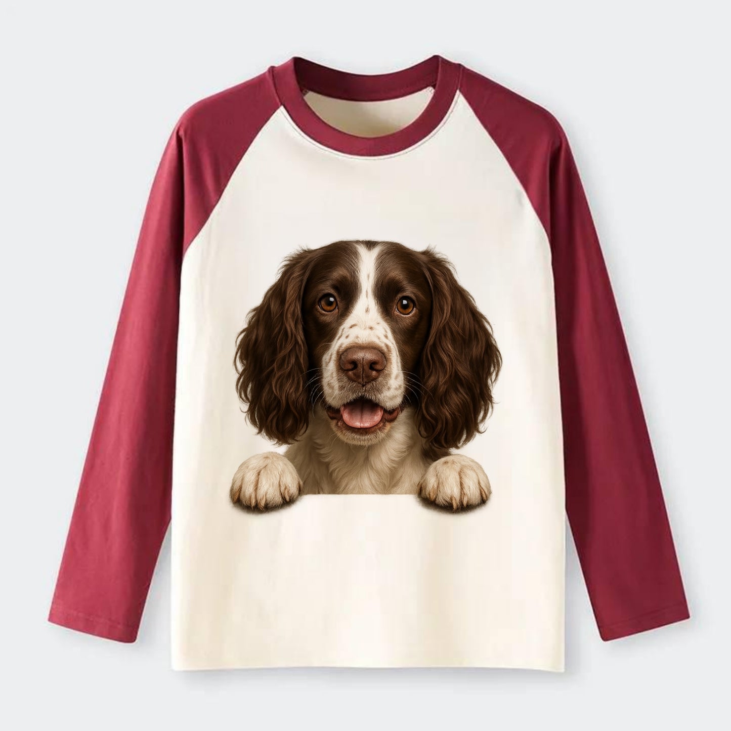 English Springer Spaniel  - Raglan Long - Raglan Long Sleeve T-Shirt - Red
