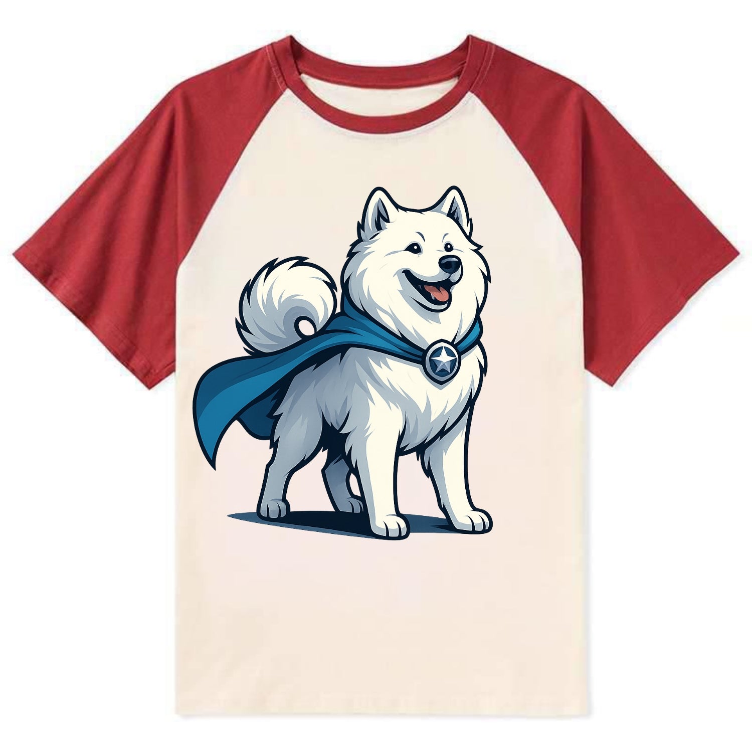 Samoyed Winter Hero  - Contrast Raglan T-shirt - Red