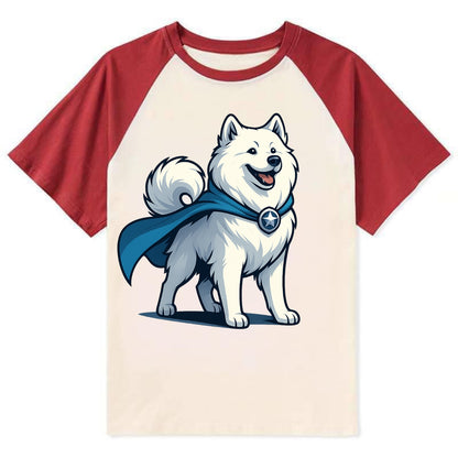 Samoyed Winter Hero  - Contrast Raglan T-shirt - Red
